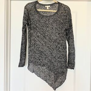 Eileen Fisher Sweater Women’s Size XS Gray Linen Knit Marled Asymmetrical Hem